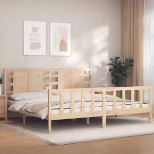 Berkfield Bed Frame with Headboard 200x200 cm Solid Wood