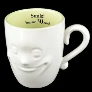 Smiling Face Mug Tea Coffee Ceramic Cup Gift Set Fine China Novelty New 3D Birthday Message 30 Years Of Age