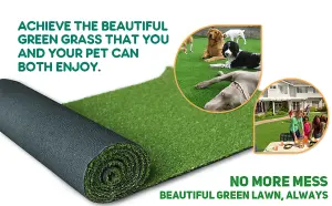 Premium Artificial Grass Turf 25mm Pile Height, High Density Fake Faux Grass Turf, Natural and Realistic Looking Garden (1mx4m)