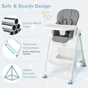 Costway Adjustable Baby High Chair Convertible Infant Dining Chair With 5-point Harness