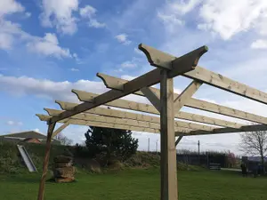 Champion Wooden Garden Pergola Kit, 4.2m x 4.8m (Rustic brown finish)