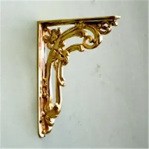 Castelion Single Small Brass Victorian Scroll Leaf Shelf Bracket