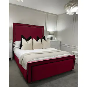 Bianca Plush Velvet Maroon Bed Frame