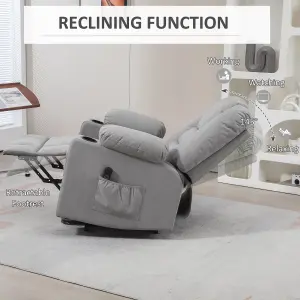 HOMCOM Riser and Recliner Chair w/ Remote, Lift Chair for Elderly, Light Grey