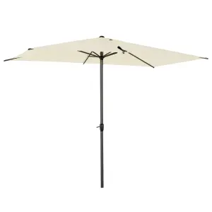 Outsunny 2.58m Aluminium Garden Parasol Sun Umbrella Angled Canopy Beige