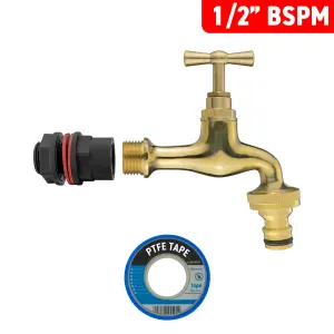 water butt/rain barrel adaptor +antique style brass tap(requires a 21mm hole)