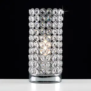 ValueLights Ducy Modern Chrome and Clear Acrylic Jewel Cylinder Touch Table Lamp