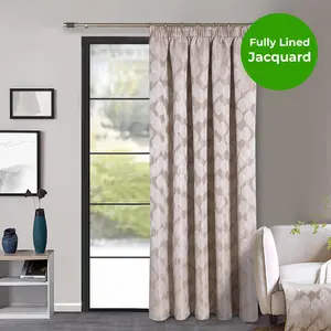 Home Curtains Halo Lined 65w x 84d" (165x213cm) Natural Pencil Pleat Door Curtain (1)