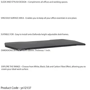 1400mm x 700mm Carbon Rectangular Standing Desk - Versatile Office Worktop