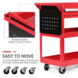 3 Tier Tool Trolley Cart Roller Cabinet for Garage Workshop