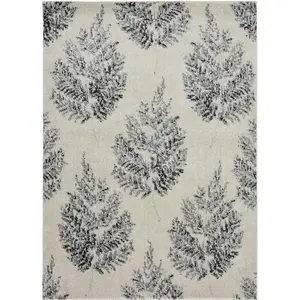 Villa Collection Floral Design Rug in Grey