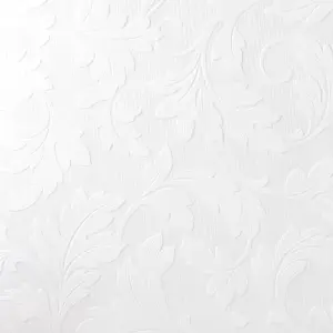 Superfresco Paintable Large Scrolling Leaf Textured White Durable Wallpaper