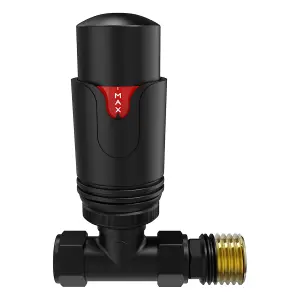 Rinse Bathrooms 15mm Straight Chrome Thermostatic Radiator Valve Black