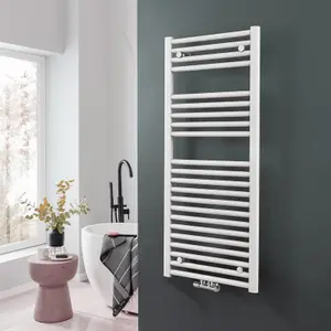 Nes Home 1200 x 500 mm Central Connection Designer Towel Radiator White Single Straight