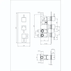 Venus Chrome Concealed Thermostatic Shower Valve With Square Controls & Triple Outlet