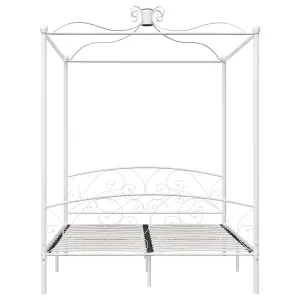 Berkfield Canopy Bed Frame White Metal 180x200 cm 6FT Super King