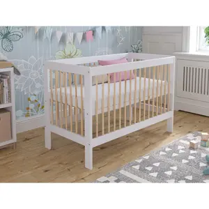 Adwolf Cot Bed with Mattress White/Pine