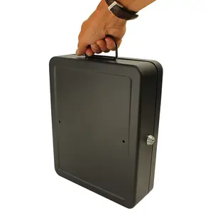 Black Lockable Security Box - Floor or Wall Mountable Steel Safe for Important Documents, Passports & Paperwork - H9 x W30 x D24cm