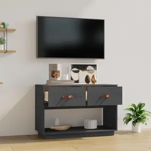 Berkfield TV Cabinet Grey 90x40x60 cm Solid Wood Pine