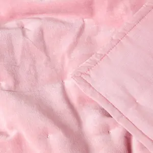 Homescapes Pink Velvet Quilted Throw, 150 x 200 cm