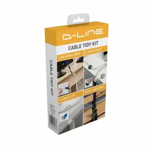 D-Line White 4 Piece Cable tidy kit, (W)10mm