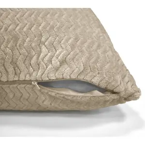 Moneeba Snug Soft Chevron Patterned Mink Moda Plush Cushion Latte / 56cm x 56cm