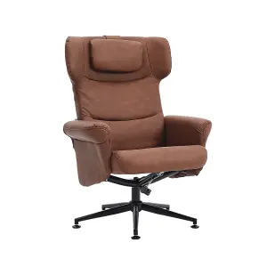 Armchair Set Brown Faux Leather Upholstered Swivel Seat Armchair Recliner Chair Sofa Chair with Footstool