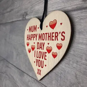 Red Ocean Happy Mothers Day Gift For Mum Novelty Wooden Heart Mum Mother's Day Gifts For Her