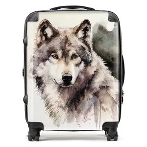 Loyal Wolf Watercolour Suitcase - Large