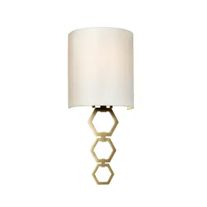 Elstead Clark Small 1 Light Wall Light, Aged Brass, Ivory Faux Silk Shade