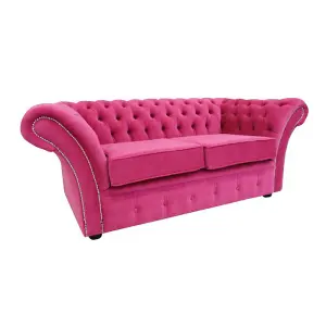 Chesterfield 2 Seater Danza Fuchsia Pink Fabric Sofa Settee In Balmoral Style