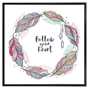 Follow your heart (Picutre Frame) / 16x16" / Black