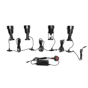 Litecraft Sitka Black 3W LED Outdoor 4 x Spike Light Kit