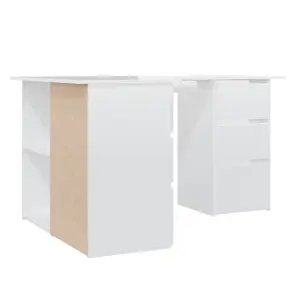 Berkfield Corner Desk High Gloss White 145x100x76 cm Engineered Wood