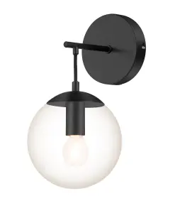 GoodHome Dacite Ball Matt Black Paint effect Wired LED Wall light