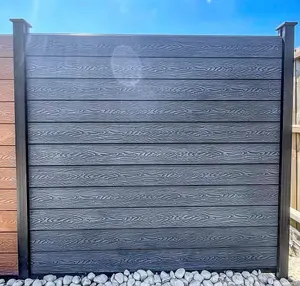 Nustone Composite Fencing 3D Embossed, Arden Woodgrain with All Fittings and Fixtures 183CM x 183CM (6ftx6ft) - Grey 5 Panels