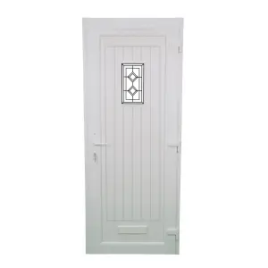 Fortia Curral Frosted Glazed White LH External Front Door set, (H)2085mm (W)920mm