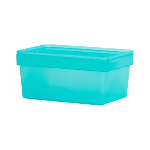 Wham Studio Stack Matt aqua Plastic Stackable Storage basket & Lid (H)12cm (W)25.5cm (D)16.5cm of 5