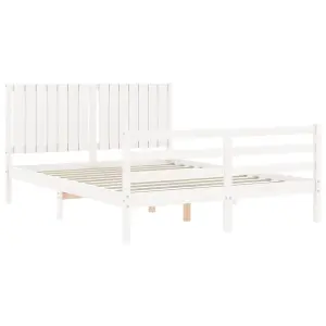 Berkfield Bed Frame with Headboard White 160x200 cm Solid Wood