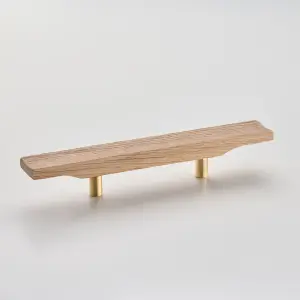 Solid Oak & Brass Handle - Swinford 200mm Unfinished