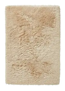 Cream Thick Shaggy Rug, Handmade Modern Rug, Luxurious Cream Plain Rug for Bedroom, & Dining Room-60cm X 120cm