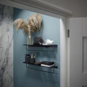 GoodHome Elland Matt Black Wall-mounted Bathroom Shelf (D)12cm (H)9cm (L)60cm