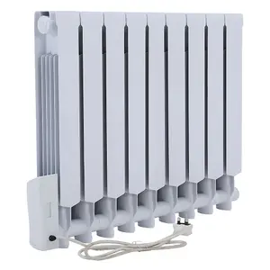 9 Fins 1500W White Electric Oil Filled Radiator Space Panel Heater with LED Screen W 770mm x H 575mm