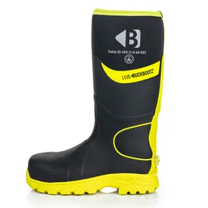 BBZ8000 Buckbootz S5 Black/Yellow 360 High Visibility Neoprene/Rubber Safety Wellington Boot with Ankle Protection, Size 03