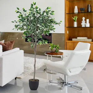 Artificial Plant Fake Ficus Tree Home Decorative in Black Plastic Pot H 150 cm