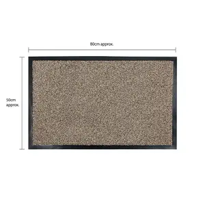 JVL Admiral Machine Washable Micorfibre Barrier Doormat 50x80cm Stone