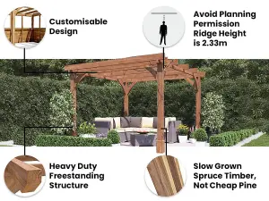 Dunster House Wooden Pergola Garden Plant Frame Furniture Kit Leviathan 3m x 3m