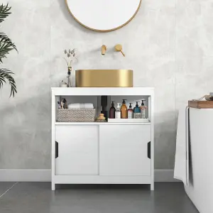 COSTWAY Bathroom Under Sink Vanity Cabinet with 2 Sliding Door