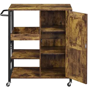 Yaheetech Kitchen Storage Trolley with Open Shelves Rustic Brown