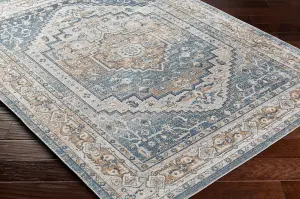 JENNIFER Round Machine Washable Vintage Area Rug 200 x 200 cm